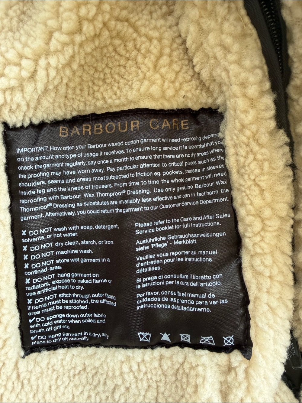 Barbour Black Utility Jacket with Cream Sherpa Collar - Picture 3 of 6